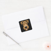 Airedale Terrier Cute Funny Cartoon Puppy Dog Vierkante Sticker (Envelop)