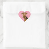 Airedale Terrier Cute Hond Kop Op Roze Harten Hart Sticker (Tas)