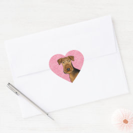 Airedale Terrier Cute Hond Kop Op Roze Harten Hart Sticker