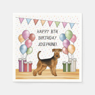 Airedale Terrier Cute Hond Pastel Gelukkig Verjaar Servet