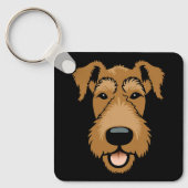 Airedale Terrier Cute Puppy Dog Face Sleutelhanger (Voorkant)