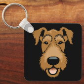 Airedale Terrier Cute Puppy Dog Face Sleutelhanger (Voorkant)