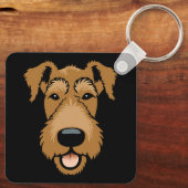 Airedale Terrier Cute Puppy Dog Face Sleutelhanger (Achterkant)
