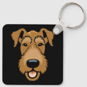 Airedale Terrier Cute Puppy Dog Face Sleutelhanger (Achterkant)