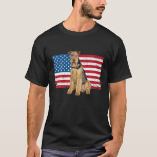 Airedale Terrier Dad Ma American Flag Hondenliefhe T-shirt