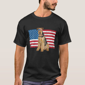 Airedale Terrier Dad Ma American Flag Hondenliefhe T-shirt