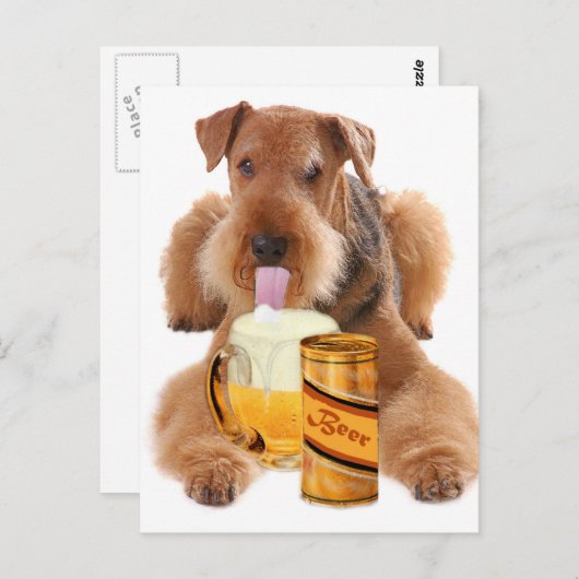 Airedale Terrier deelt een biermerk Briefkaart (Voorkant / Achterkant)