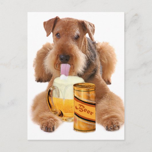 Airedale Terrier deelt een biermerk Briefkaart (Voorkant)