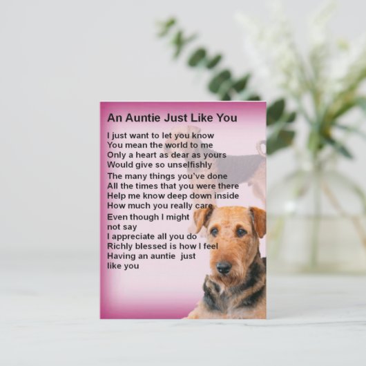 Airedale Terrier Design - Auntie gedicht Briefkaart (Staand voorkant)