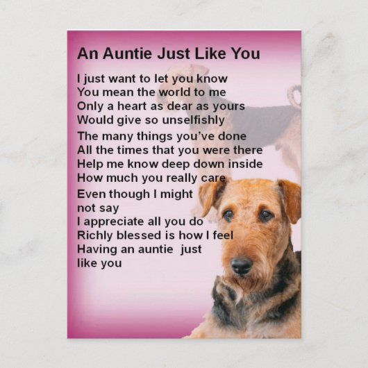 Airedale Terrier Design - Auntie gedicht Briefkaart (Voorkant)