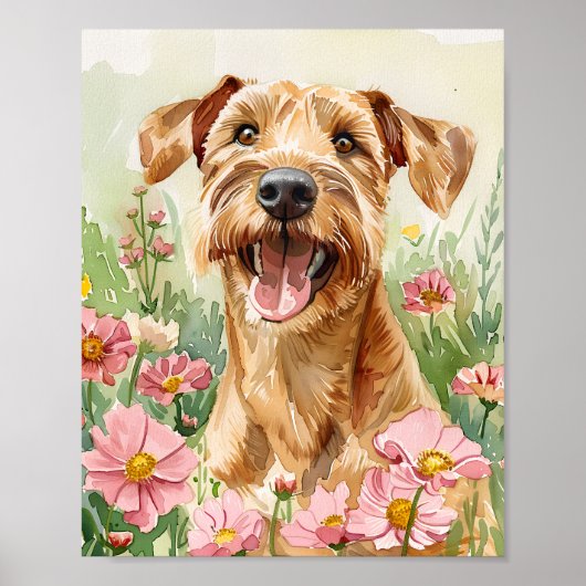 Airedale Terrier Dog Art – Waterverf muurprint Poster (Voorkant)