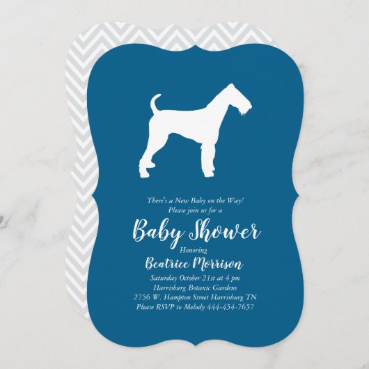 Airedale Terrier Dog Baby shower Blue Boy Kaart (Voorkant / Achterkant)