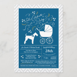 Airedale Terrier Dog Baby shower Blue Boy Kaart