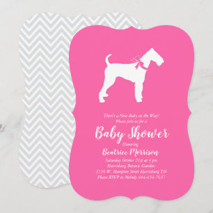 Airedale Terrier Dog Baby shower Pink Girl Kaart