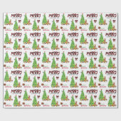 Airedale Terrier Dog, Bird en Kerstboom Cadeaupapier (Vlak)