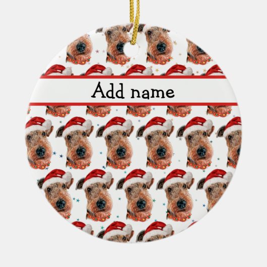 Airedale Terrier Dog Breed Christmas Keramisch Ornament (Voorkant)
