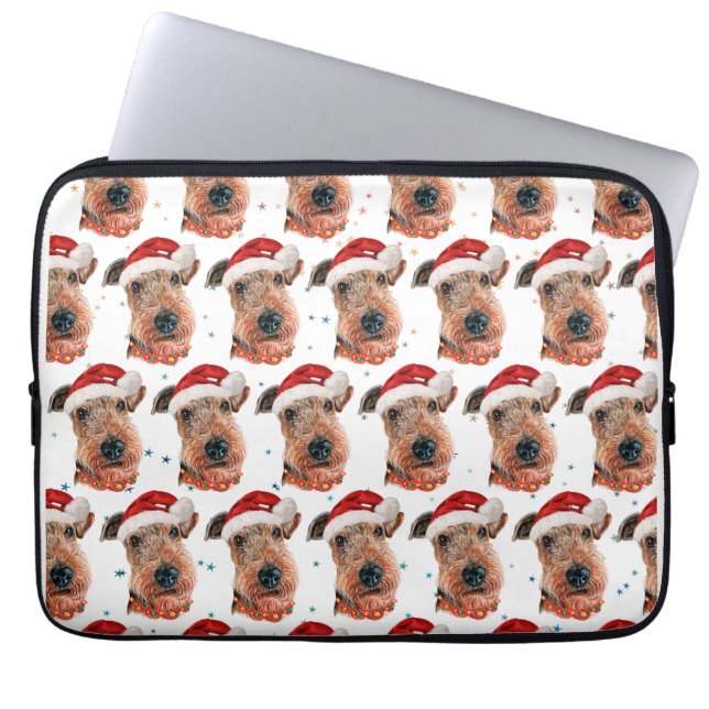 Airedale Terrier Dog Breed Christmas Laptop Sleeve (Voorkant)