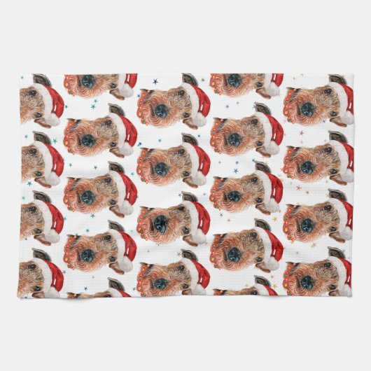 Airedale Terrier Dog Breed Christmas Theedoek (Horizontaal)