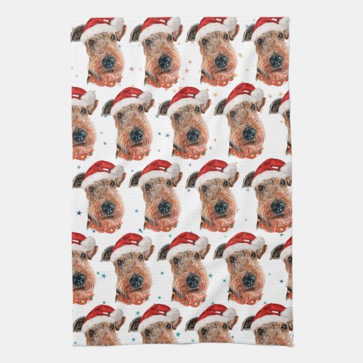 Airedale Terrier Dog Breed Christmas Theedoek (Verticaal)