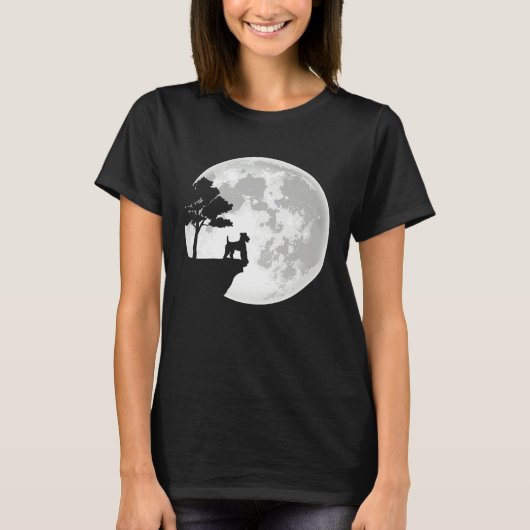 Airedale Terrier Dog Breed Moon Halloween Apparel T-shirt (Voorkant)