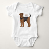 Airedale terrier dog cartoon illustration  romper (Voorkant)