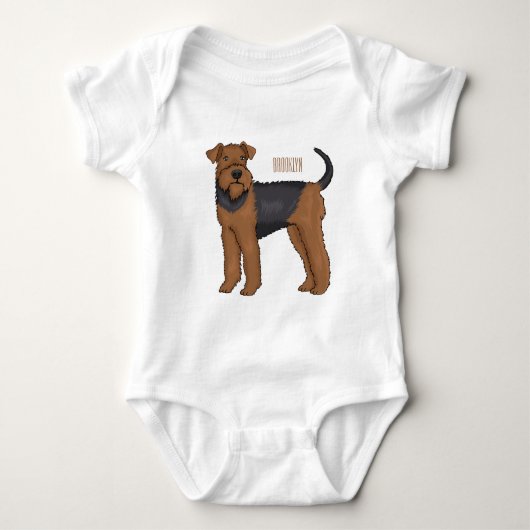 Airedale terrier dog cartoon illustration  romper (Voorkant)