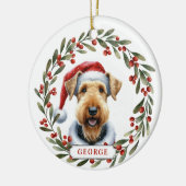 Airedale Terrier Dog Ceramic Circle Ornament (Links)
