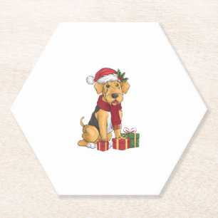 Airedale Terrier Dog Christmas Outfits Santa Hat D Kartonnen Onderzetters