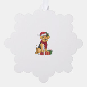 Airedale Terrier Dog Christmas Outfits Santa Hat D Ornament Kaart