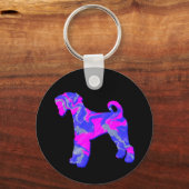 Airedale Terrier Dog Crazy Hot Pink & Blue Sleutelhanger (Achterkant)
