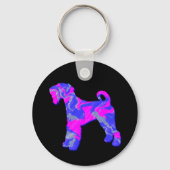Airedale Terrier Dog Crazy Hot Pink & Blue Sleutelhanger (Achterkant)