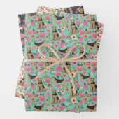 Airedale Terrier Dog Floral Inpakpapier Vel (In situ)