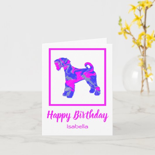 Airedale Terrier Dog Funny Birthday Kaart (Gele Bloem)