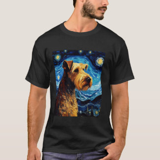 Airedale Terriër Dog Funny Sterrennacht Van Gogh A T-shirt