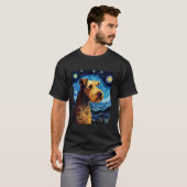 Airedale Terriër Dog Funny Sterrennacht Van Gogh A T-shirt (Voorkant volledig)