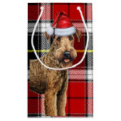 Airedale Terrier Dog Holiday Plaid Kerstmis Klein Cadeauzakje (Achterkant)
