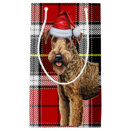 Airedale Terrier Dog Holiday Plaid Kerstmis Klein Cadeauzakje