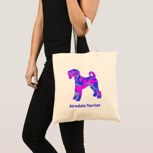 Airedale Terrier Dog Hot Pink & Blue Tote Bag (Voorkant (product))