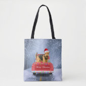 Airedale Terrier Dog in Snow, met Kerstmis Tote Bag (Voorkant)