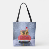 Airedale Terrier Dog in Snow, met Kerstmis Tote Bag (Achterkant)