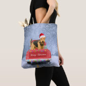 Airedale Terrier Dog in Snow, met Kerstmis Tote Bag (Dichtbij)