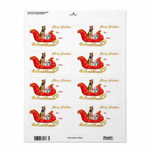 Airedale Terrier Dog kerstgekleed Label (Full Sheet)