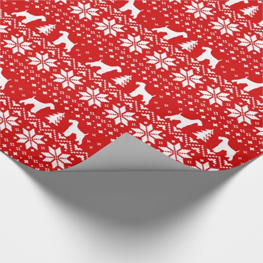 Airedale Terrier Dog Kerstmis Pattern Red Cadeaupapier (Hoek)