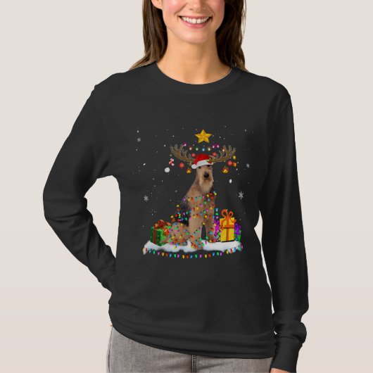 Airedale Terrier Dog Kerstmis Reindeer T-shirt (Voorkant)