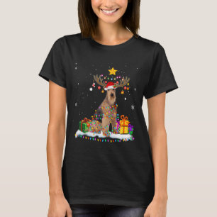 Airedale Terrier Dog Kerstmis Reindeer T-shirt
