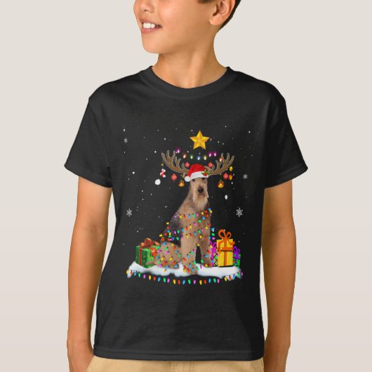 Airedale Terrier Dog Kerstmis Reindeer T-shirt (Voorkant)
