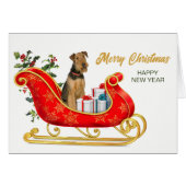 Airedale Terrier Dog Kerstmis Slapigh Holiday Card (Voorkant Horizontaal)