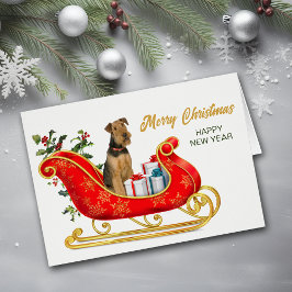 Airedale Terrier Dog Kerstmis Slapigh Holiday Card