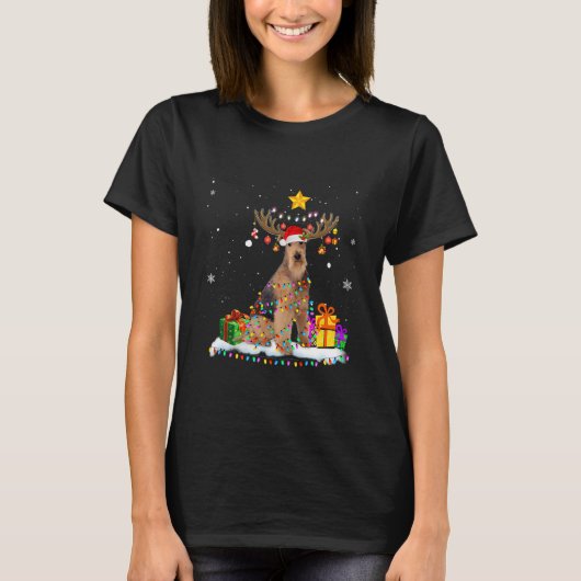 Airedale Terrier Dog Kerstmis T-shirt (Voorkant)