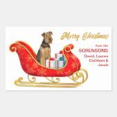 Airedale Terrier Dog Kerstsleigh Rechthoekige Sticker (Voorkant)